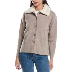 Alashan Cashmere Womens Zella Sherpa Collar Wool Jacket, Brown